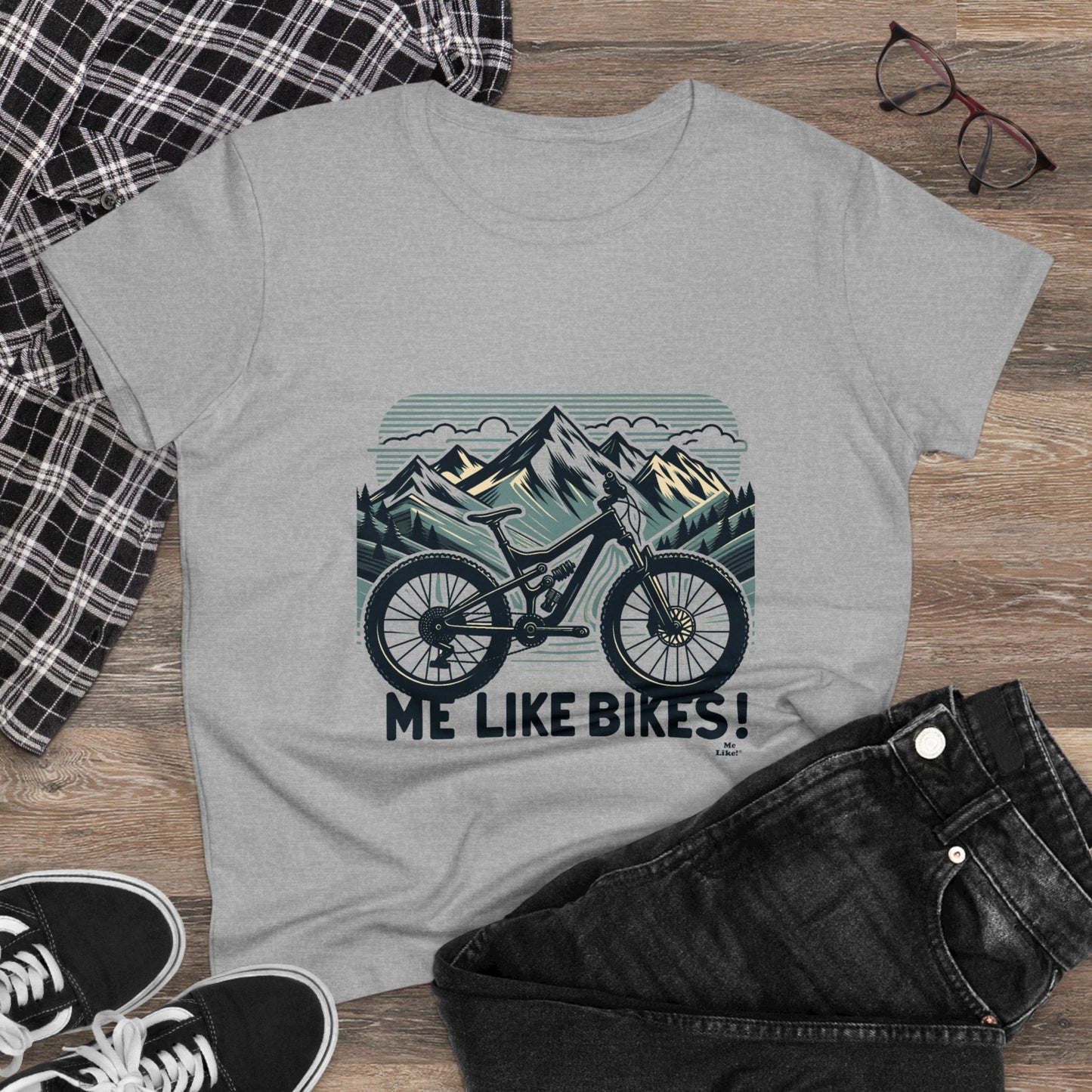 Me Like Bikes! - Women's Heavy Cotton Tee - (Mountain Bike #5)