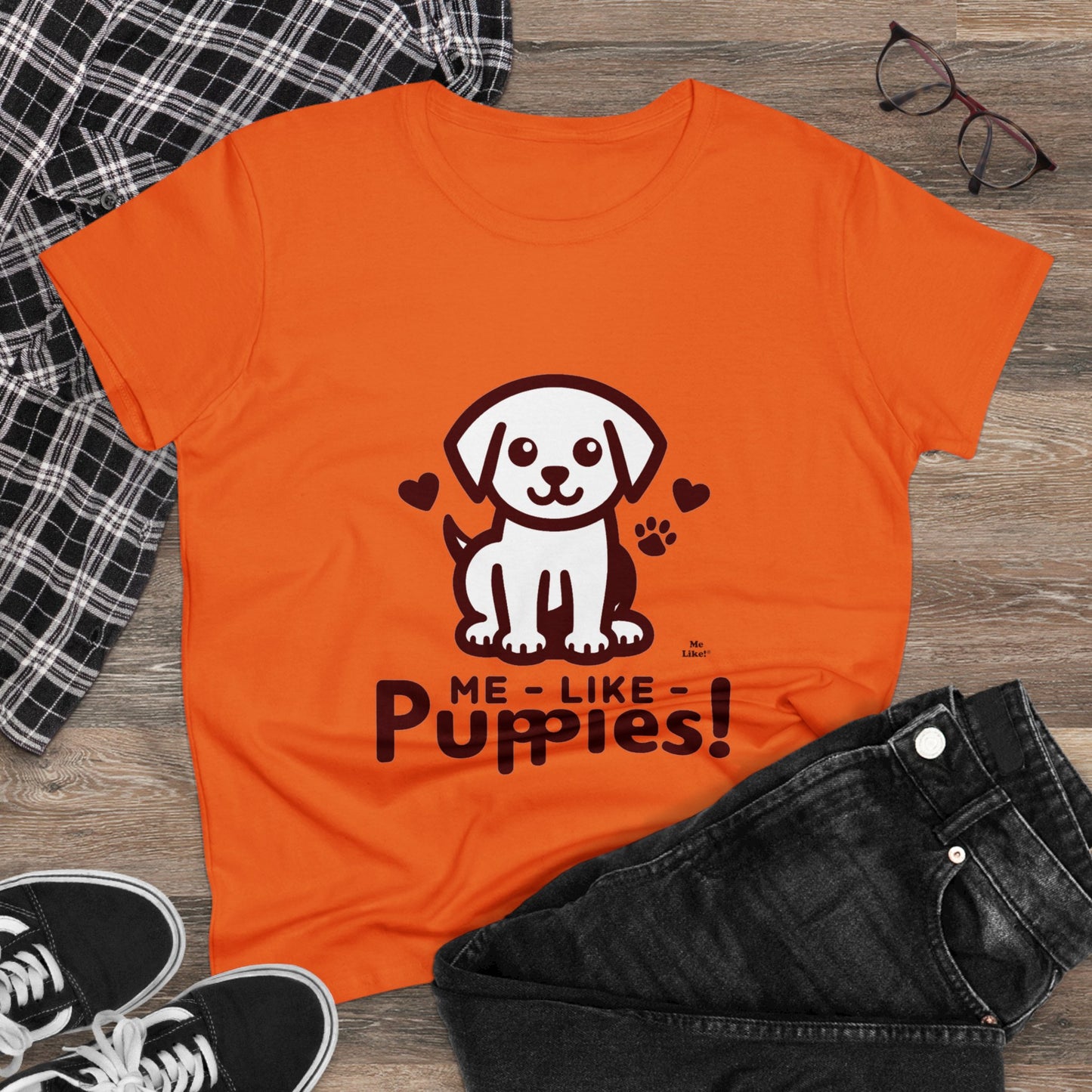 Me Like Puppies! - Women's Heavy Cotton Tee - (#1)