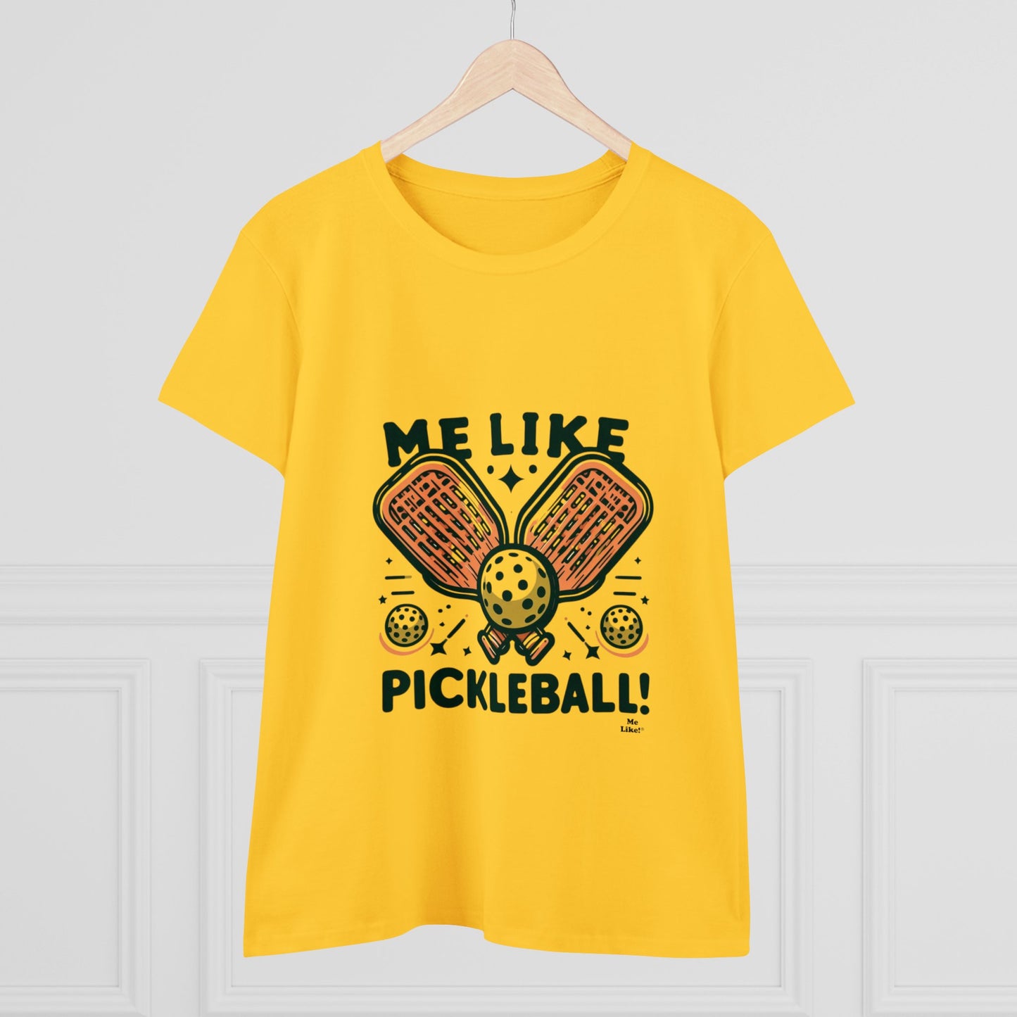 Me Like Pickleball! - Women's Heavy Cotton Tee - (Pickleball #1)