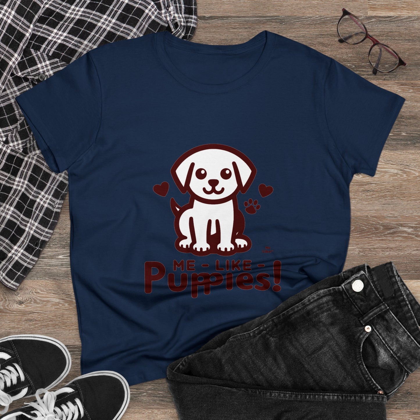 Me Like Puppies! - Women's Heavy Cotton Tee - (#1)