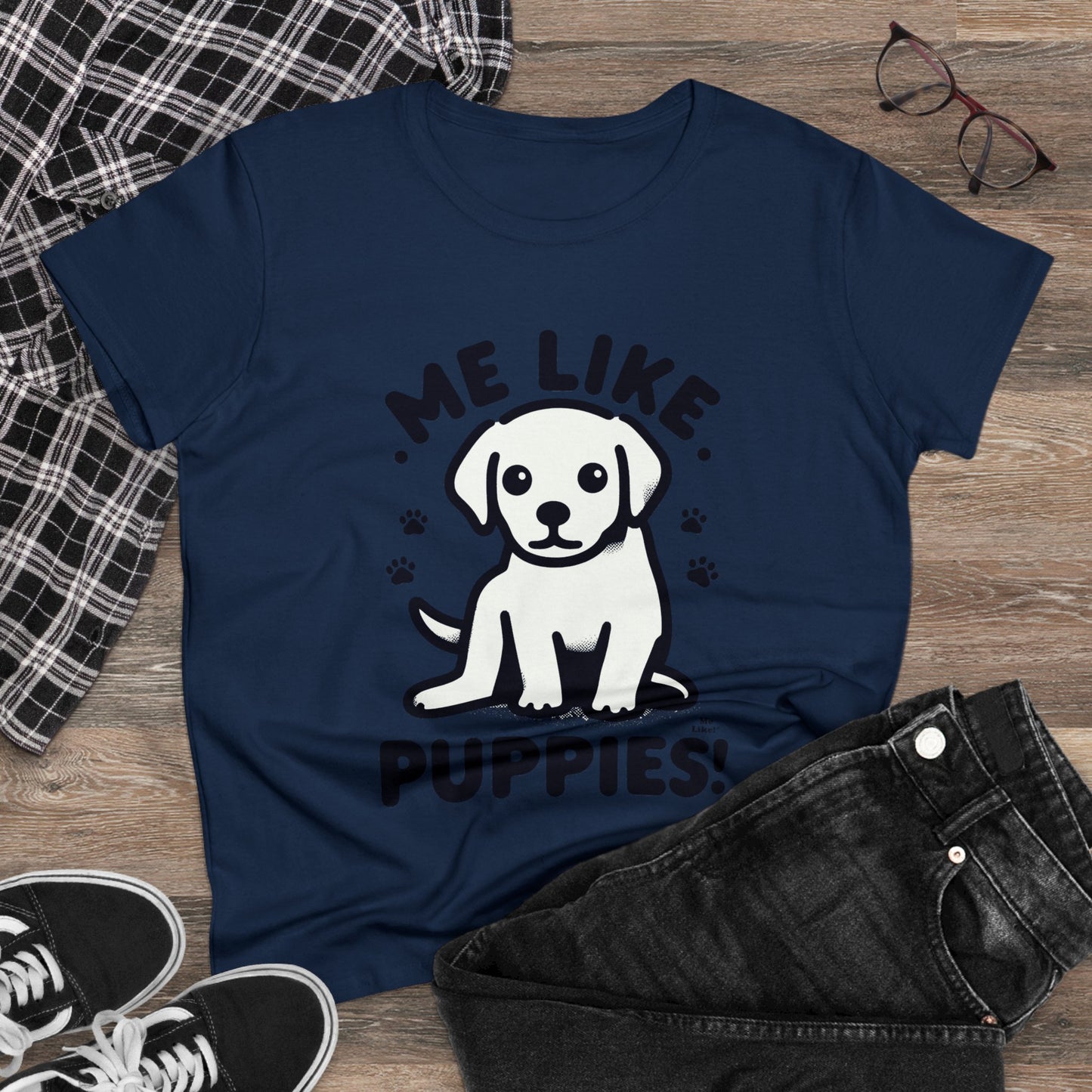 Me Like Puppies! - Women's Heavy Cotton Tee - (#3)