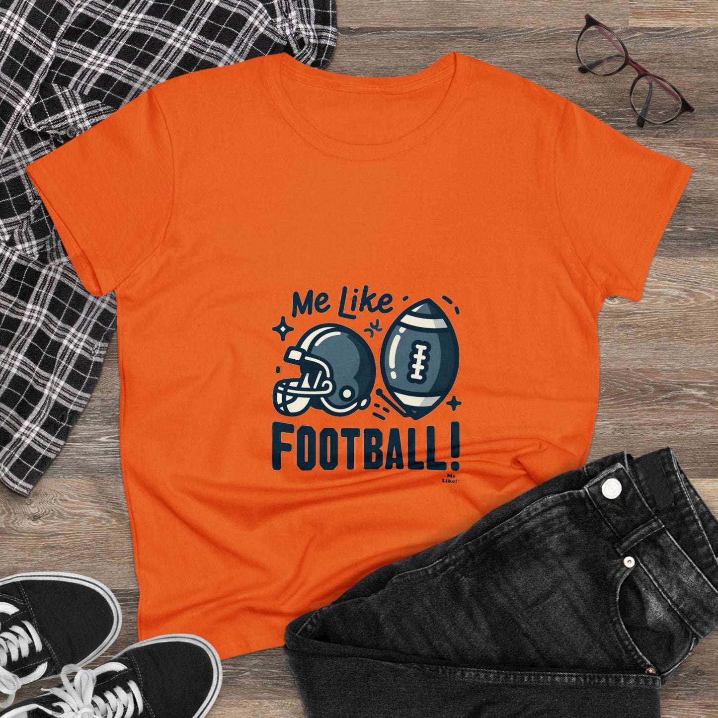 Me Like Football! - Women's Heavy Cotton Tee - (Football #3)