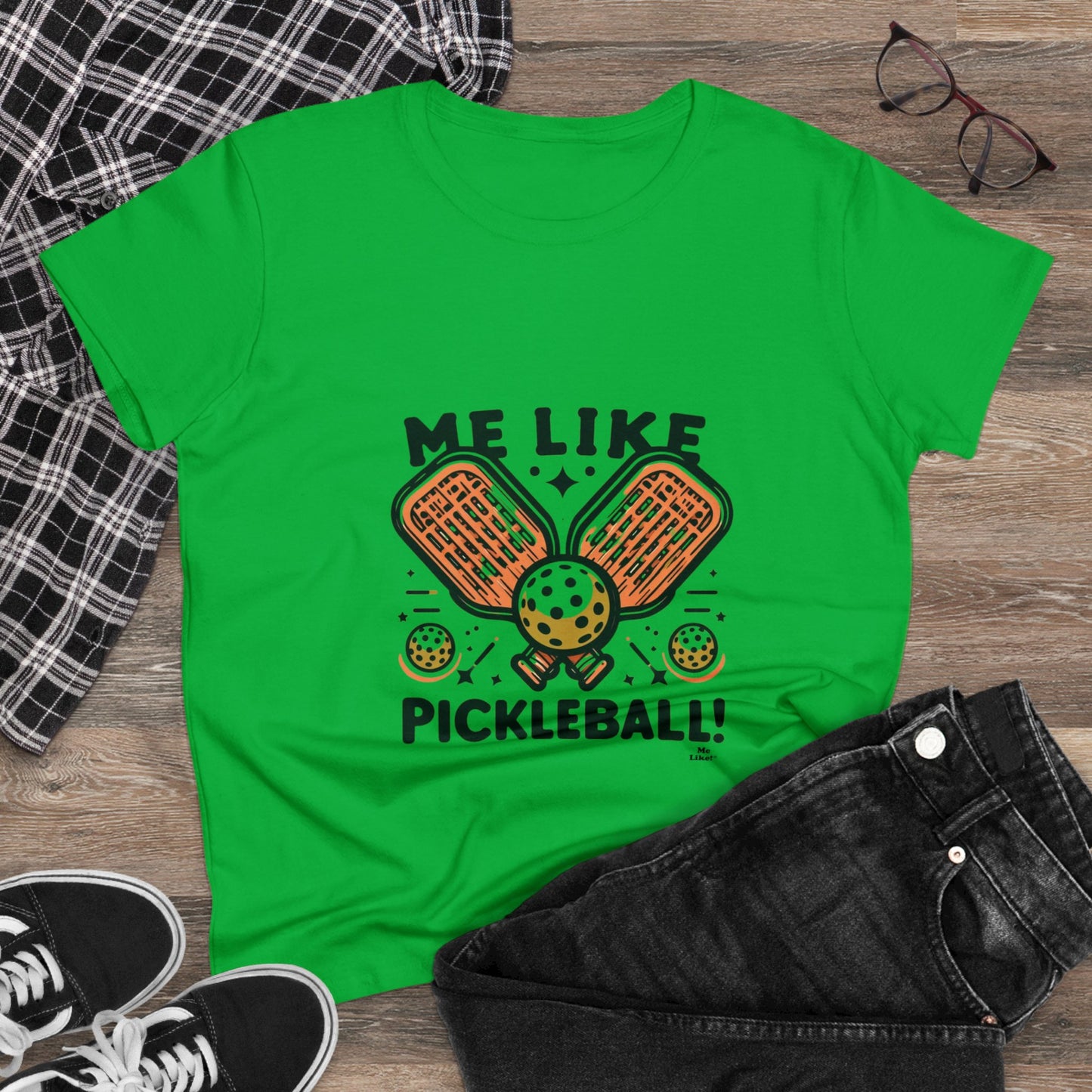 Me Like Pickleball! - Women's Heavy Cotton Tee - (Pickleball #1)