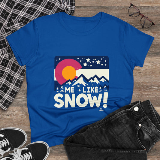 Me Like Snow! - Women's Heavy Cotton Tee - (Snow Colorado #1)