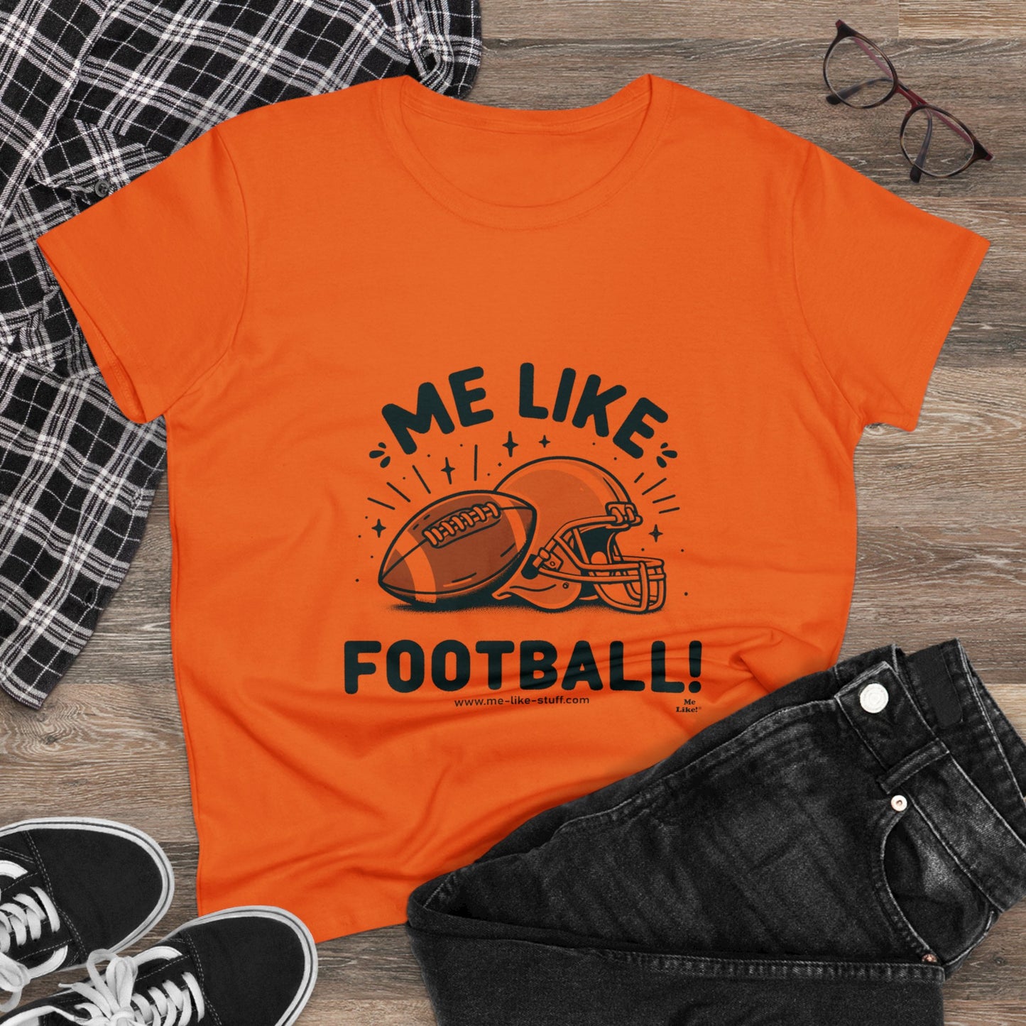 Me Like Football! - Women's Heavy Cotton Tee - (Football #1)