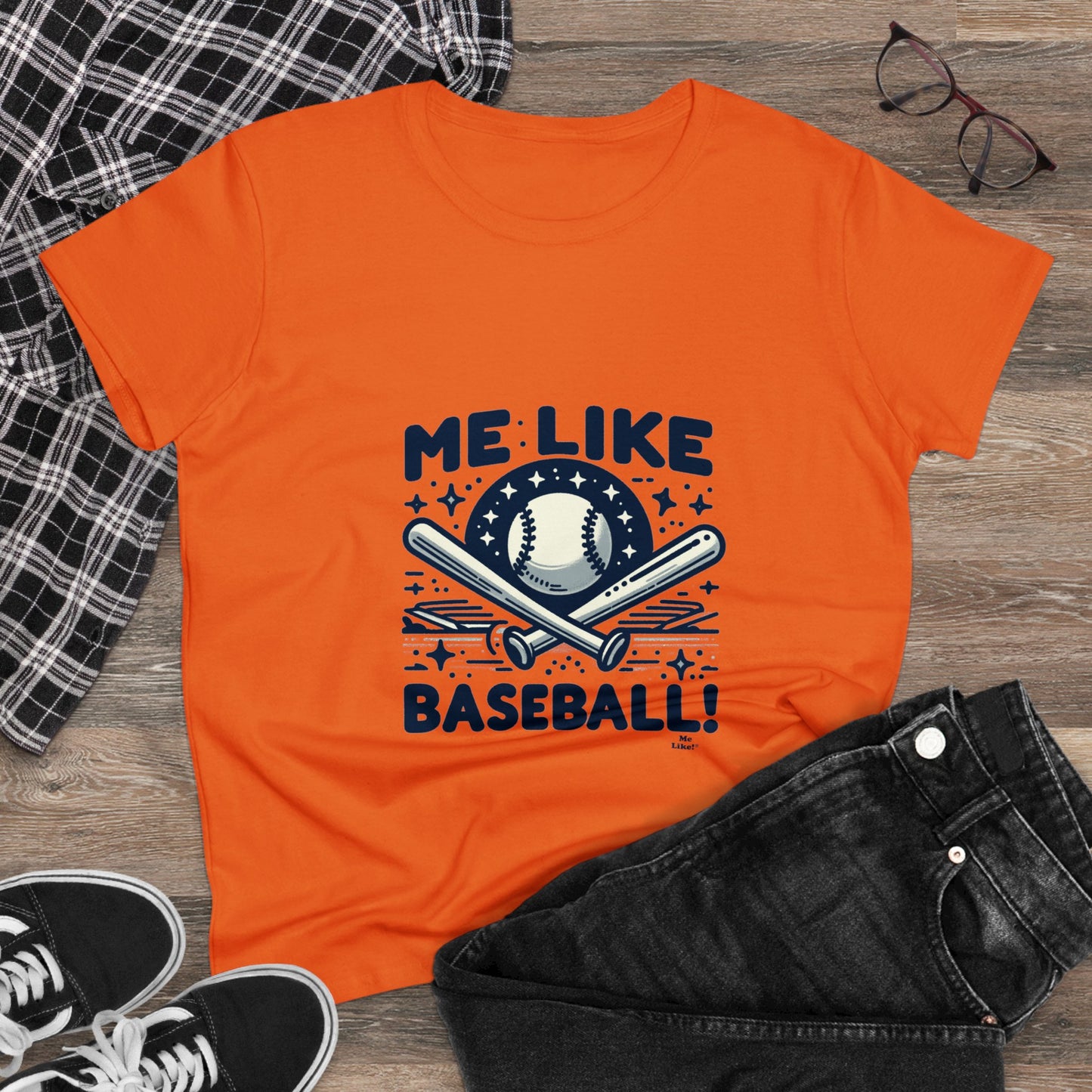 Me Like Baseball! - Women's Heavy Cotton Tee - (Baseball #2)