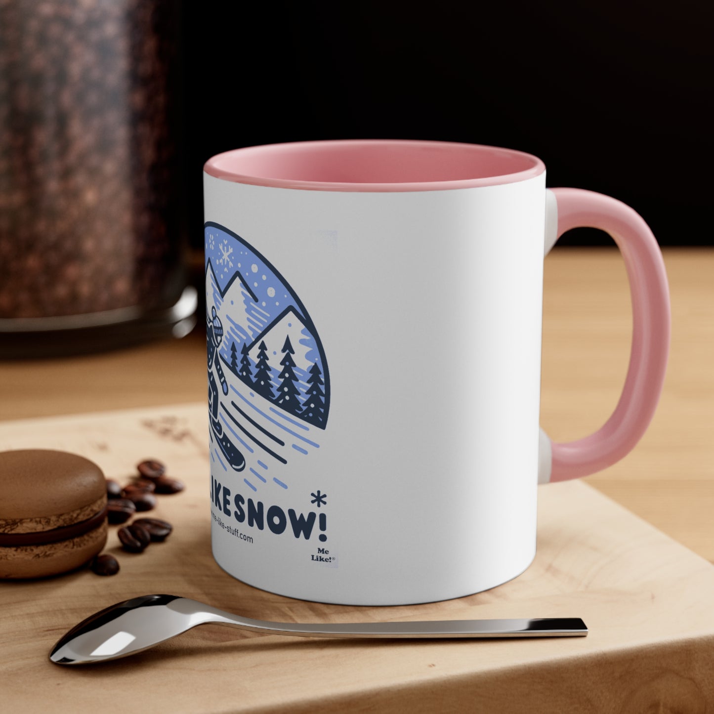 Accent Coffee Mug, 11oz - Me Like Snow! (Snowboard #2)