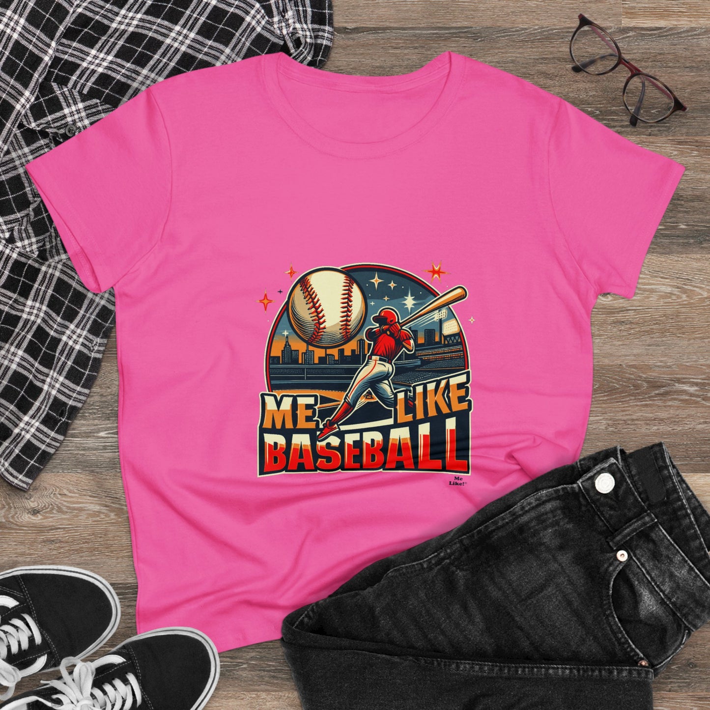 Me Like Baseball! - Women's Heavy Cotton Tee - (Baseball #1)