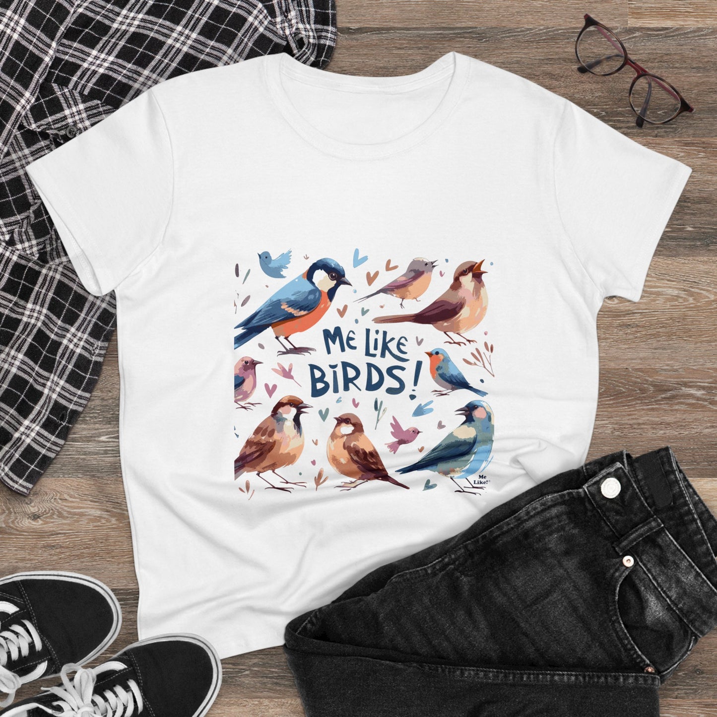 Me Like Birds! - Women's Heavy Cotton Tee - (Birds #2)