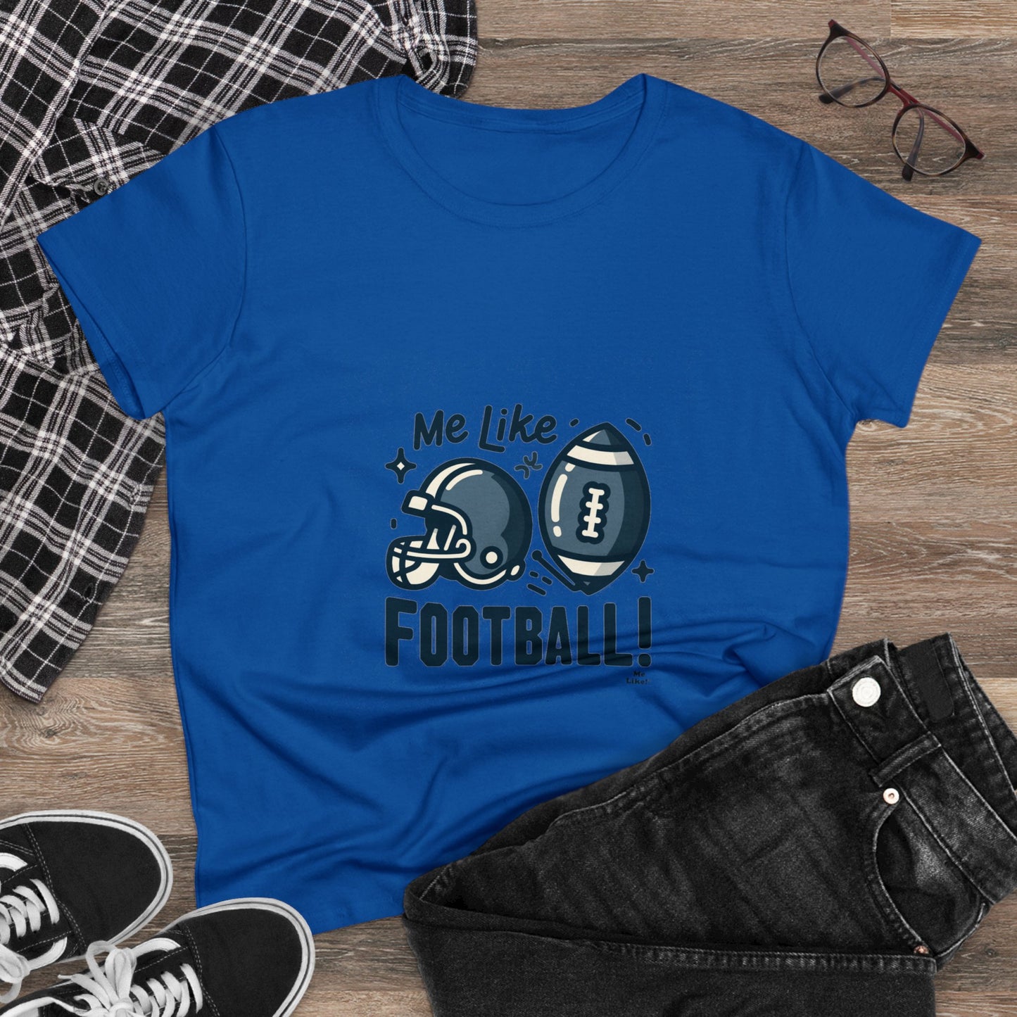 Me Like Football! - Women's Heavy Cotton Tee - (Football #3)