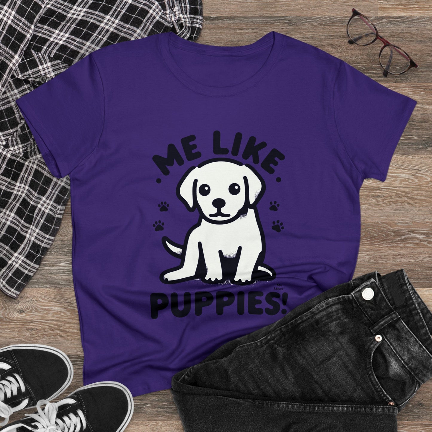 Me Like Puppies! - Women's Heavy Cotton Tee - (#3)