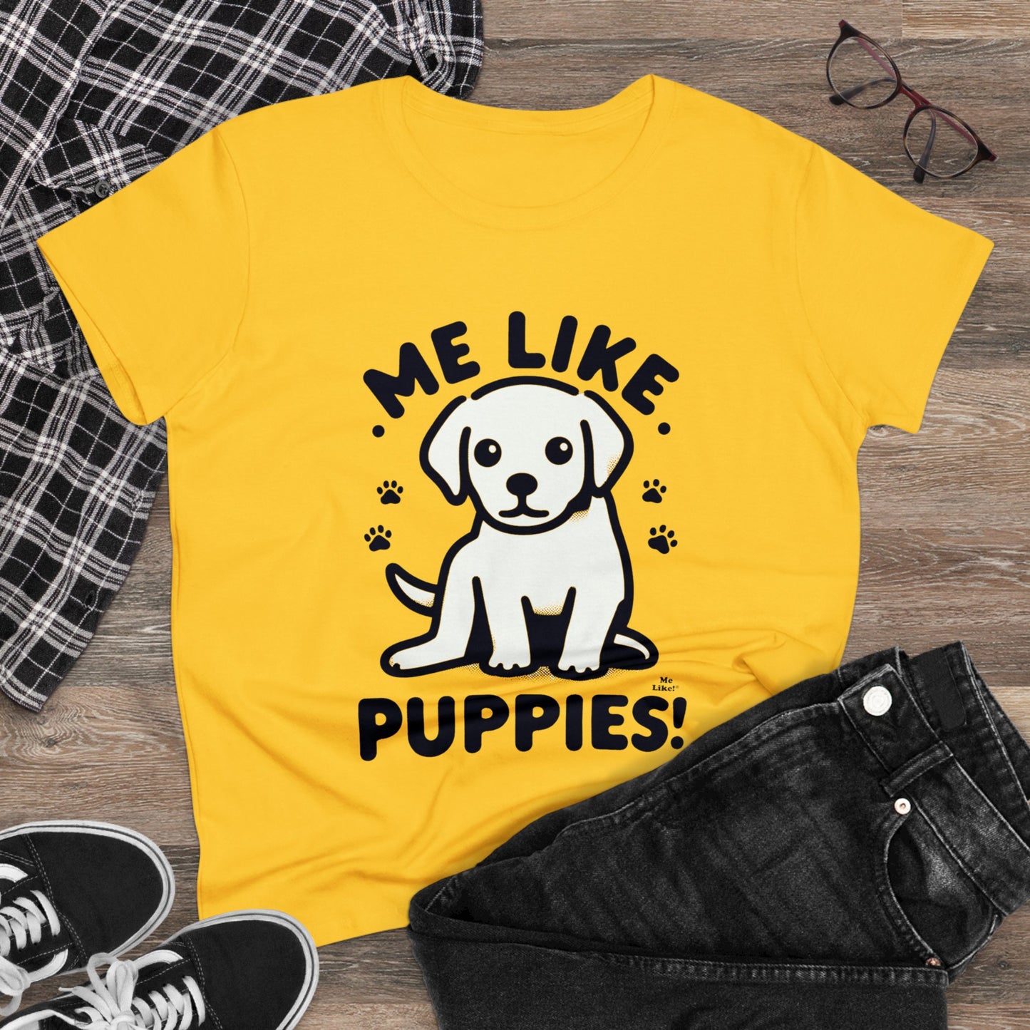 Me Like Puppies! - Women's Heavy Cotton Tee - (#3)