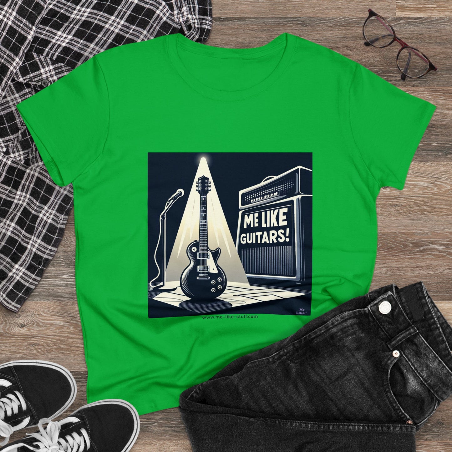 Women's Heavy Cotton Tee - Me Like Guitars! (Electric #1)