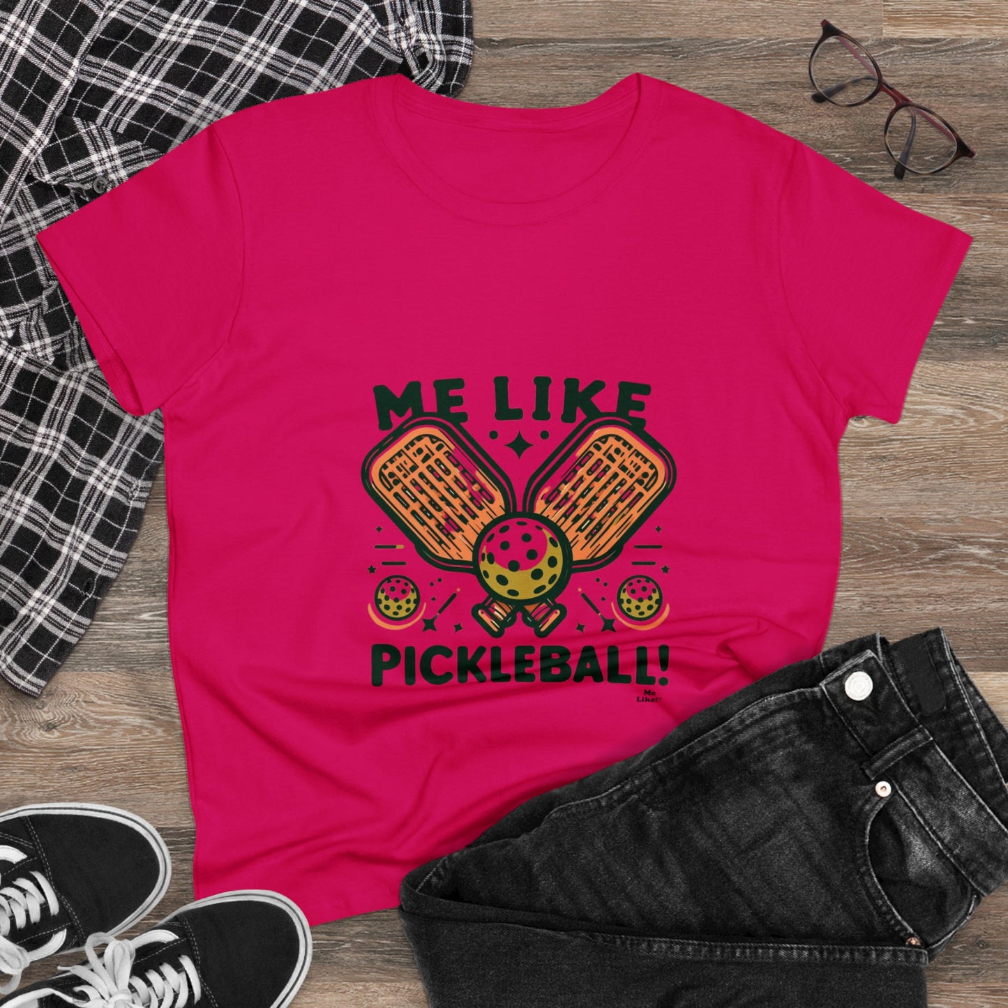 Me Like Pickleball! - Women's Heavy Cotton Tee - (Pickleball #1)