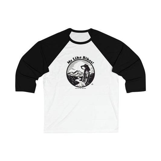 Unisex 3\4 Sleeve Baseball Tee - Me Like Bikes! (MB #1)