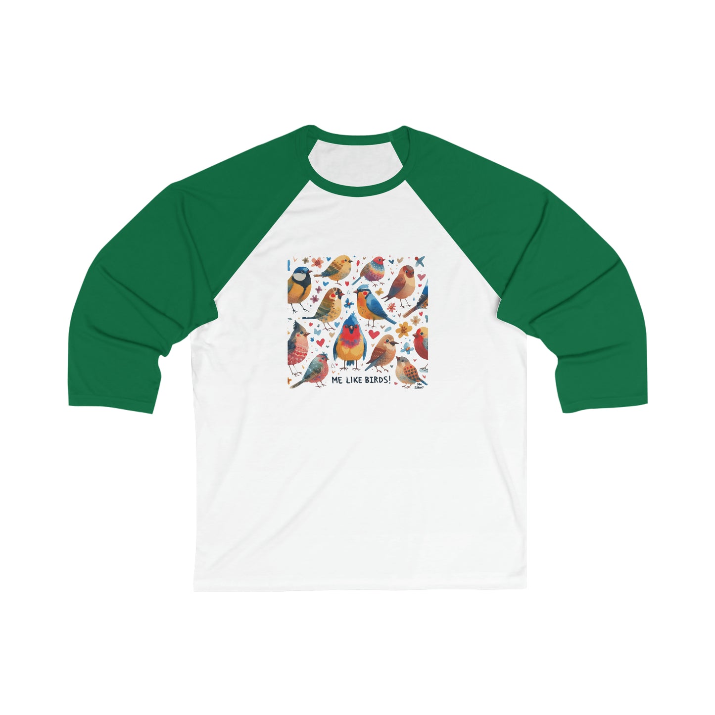 Me Like Birds! - Unisex 3\4 Sleeve Baseball Tee - (Birds #1)