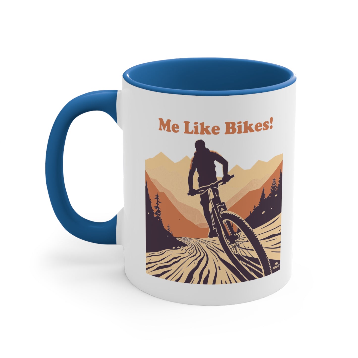 Accent Coffee Mug, 11oz - Me Like Bikes! (Mountain Bike #2)