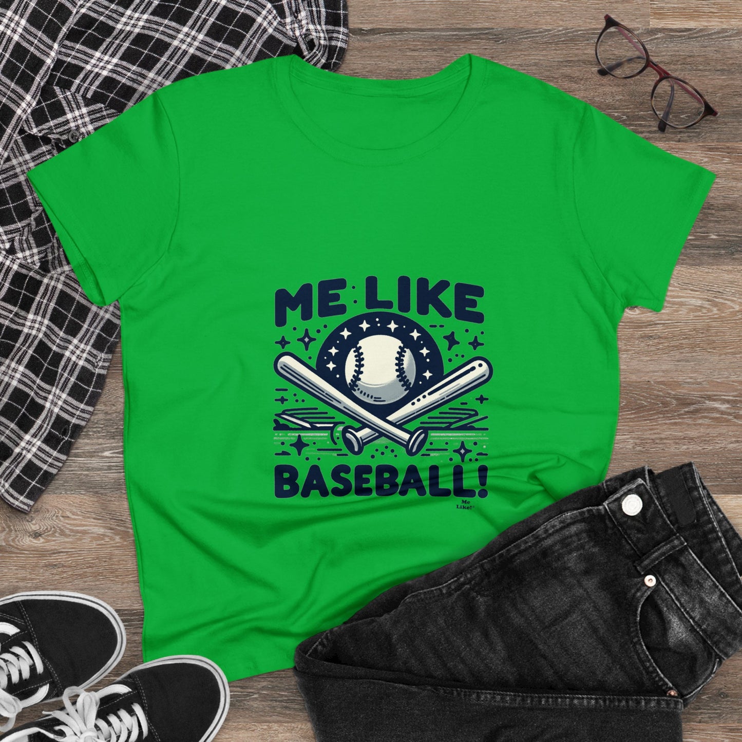 Me Like Baseball! - Women's Heavy Cotton Tee - (Baseball #2)