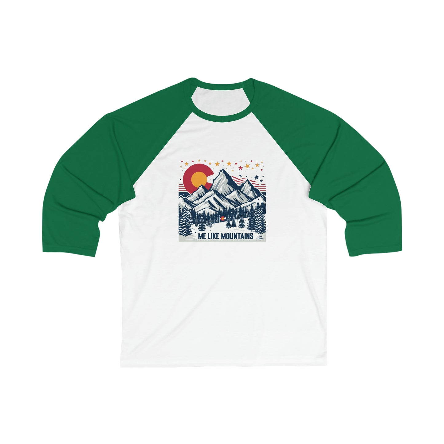 Me Like Mountains! - Unisex 3\4 Sleeve Baseball Tee - (Mountains #6)