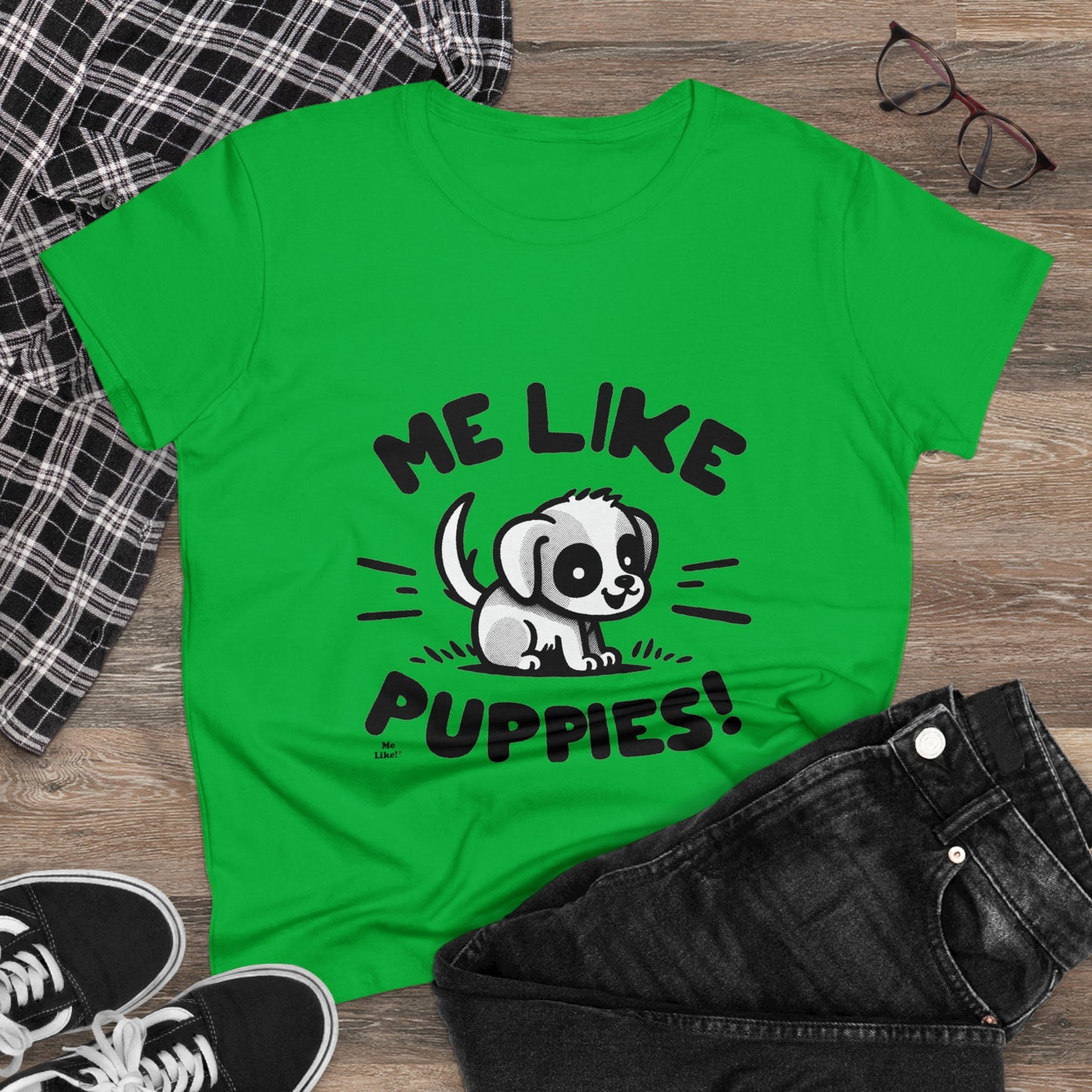 Me Like Puppies! - Women's Heavy Cotton Tee - (#2)