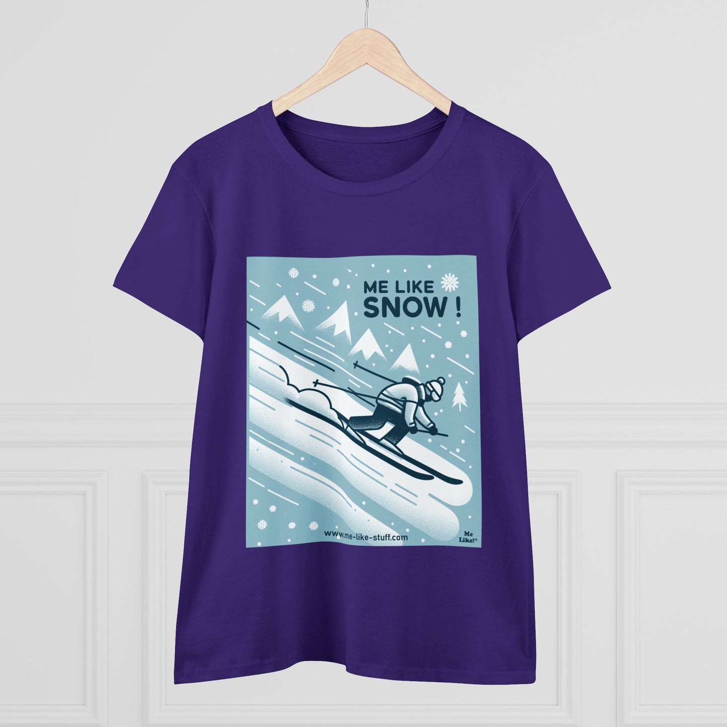 Women's Heavy Cotton Tee - Me Like Snow! (Ski #2)