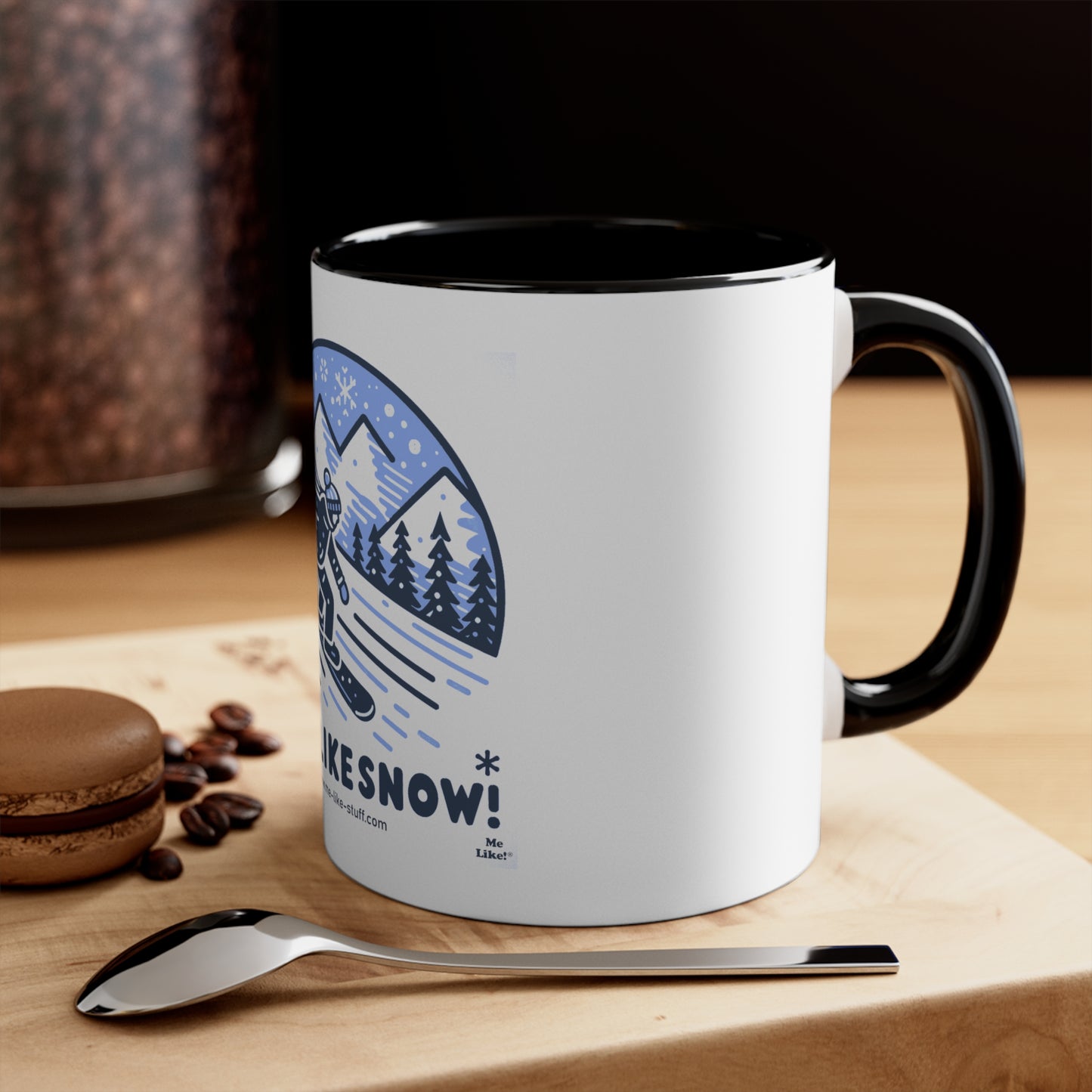 Accent Coffee Mug, 11oz - Me Like Snow! (Snowboard #2)