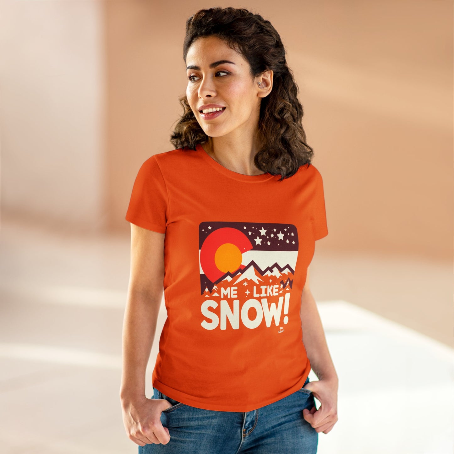 Me Like Snow! - Women's Heavy Cotton Tee - (Snow Colorado #1)