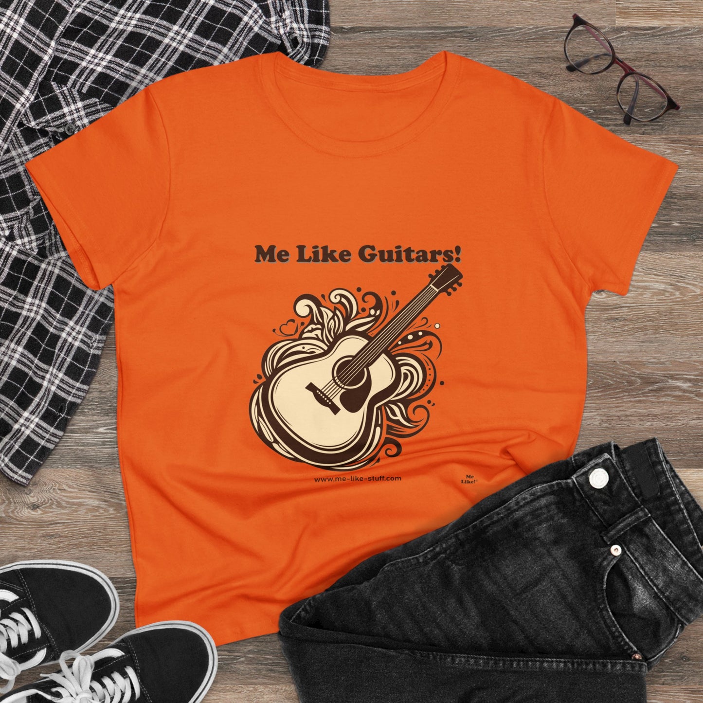 Women's Heavy Cotton Tee - Me Like Guitars! (Acoustic #1)