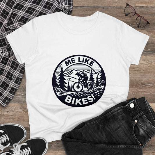 Me Like Bikes! - Women's Heavy Cotton Tee - (Mountain Bike #4)