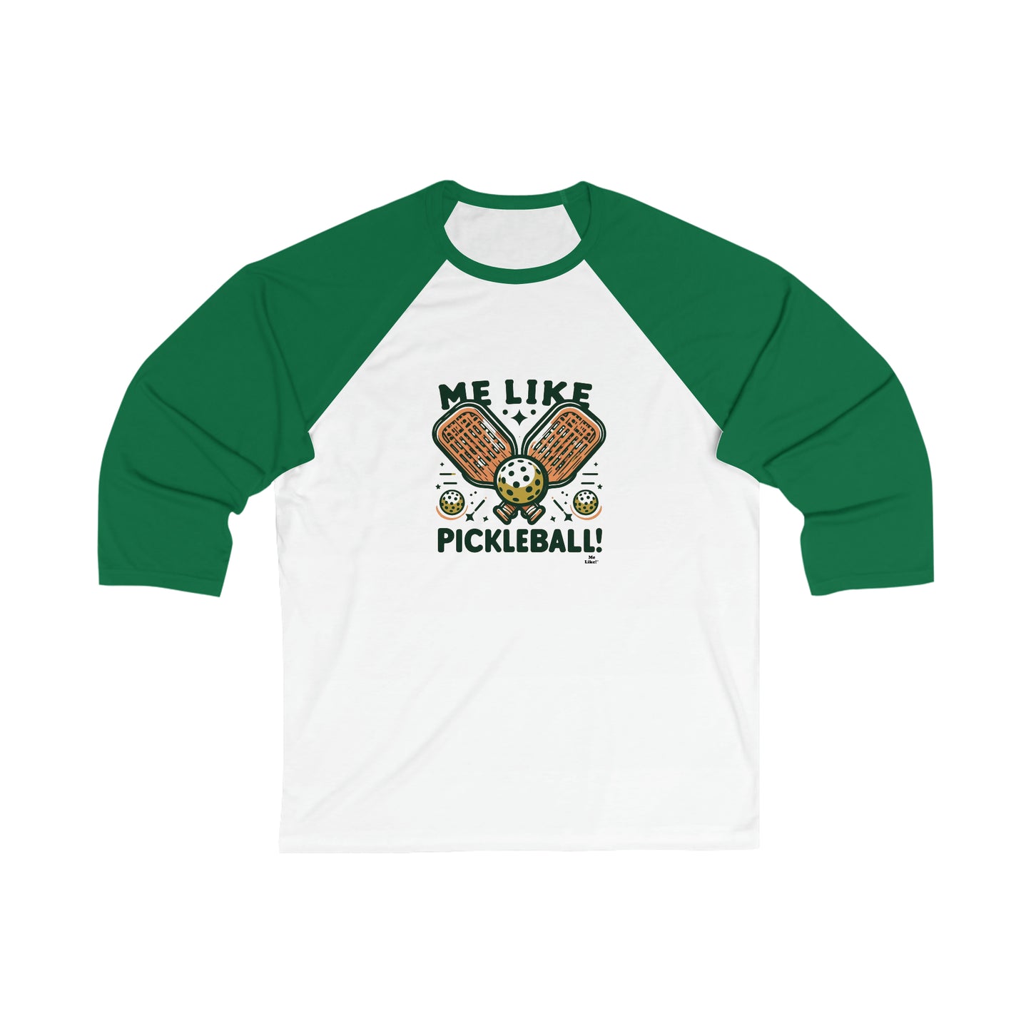 Me Like Pickleball! - Unisex 3\4 Sleeve Baseball Tee - (Pickleball #1)