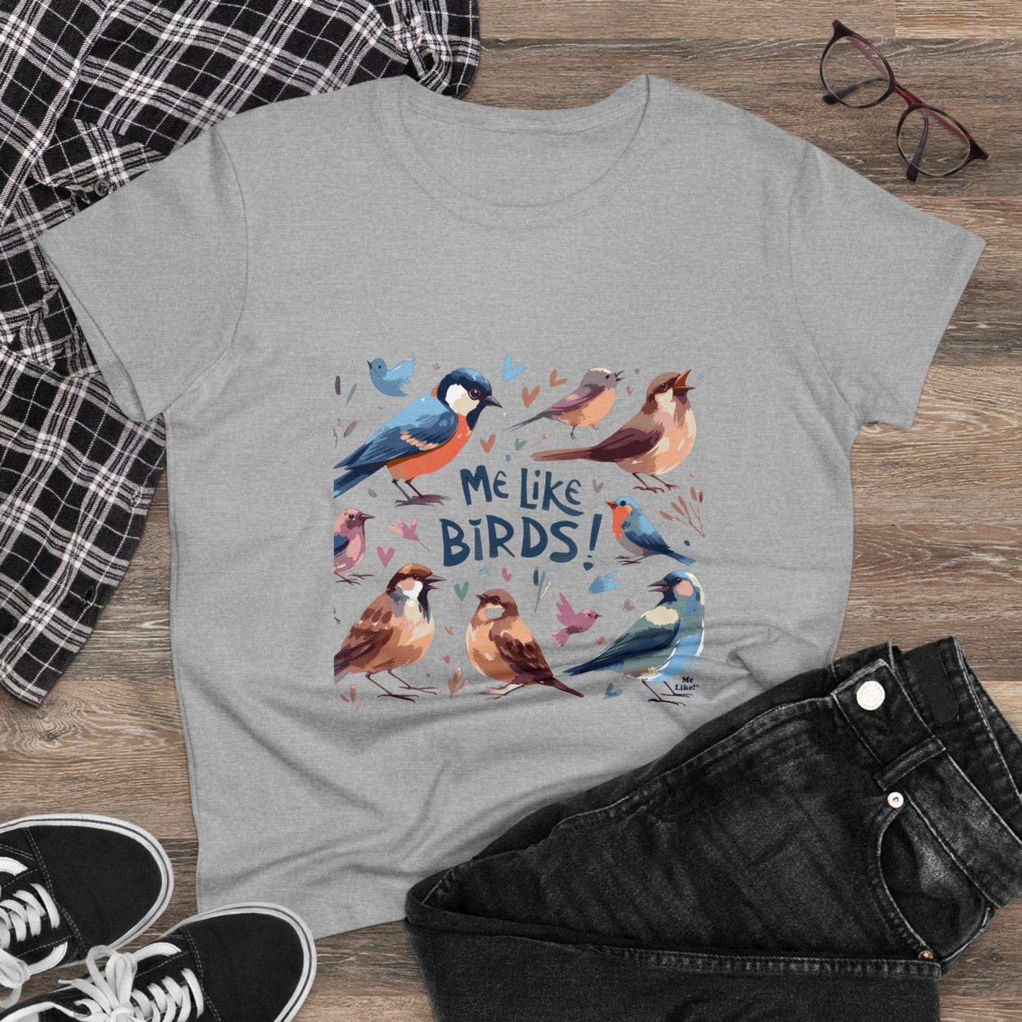 Me Like Birds! - Women's Heavy Cotton Tee - (Birds #2)