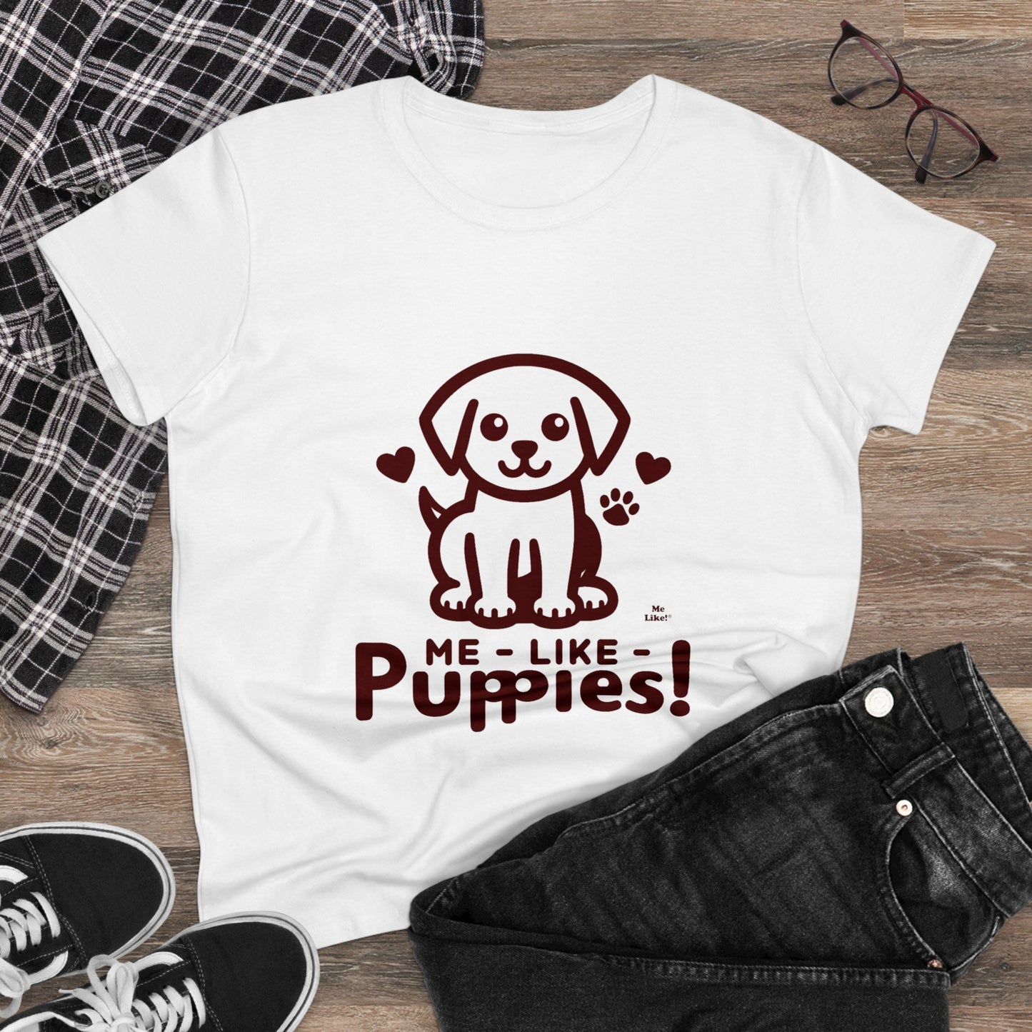 Me Like Puppies! - Women's Heavy Cotton Tee - (#1)