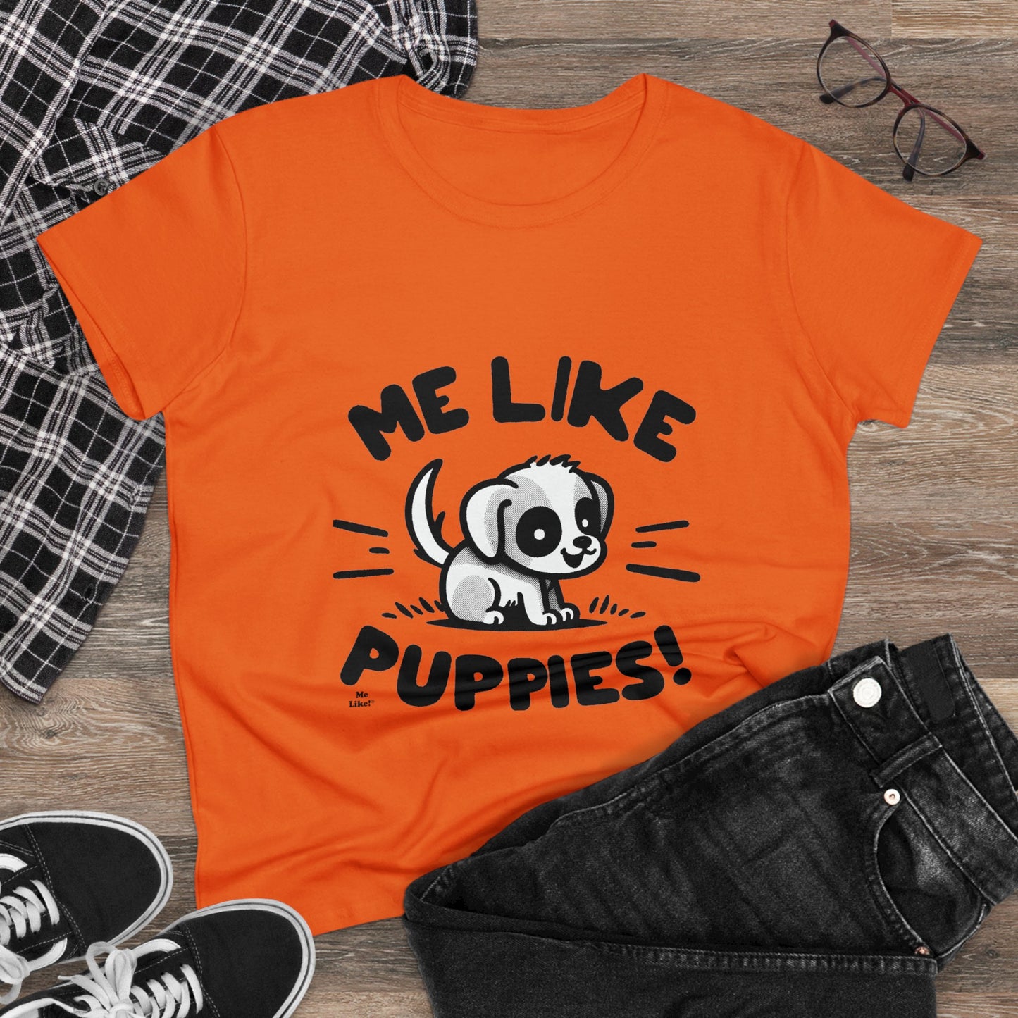 Me Like Puppies! - Women's Heavy Cotton Tee - (#2)