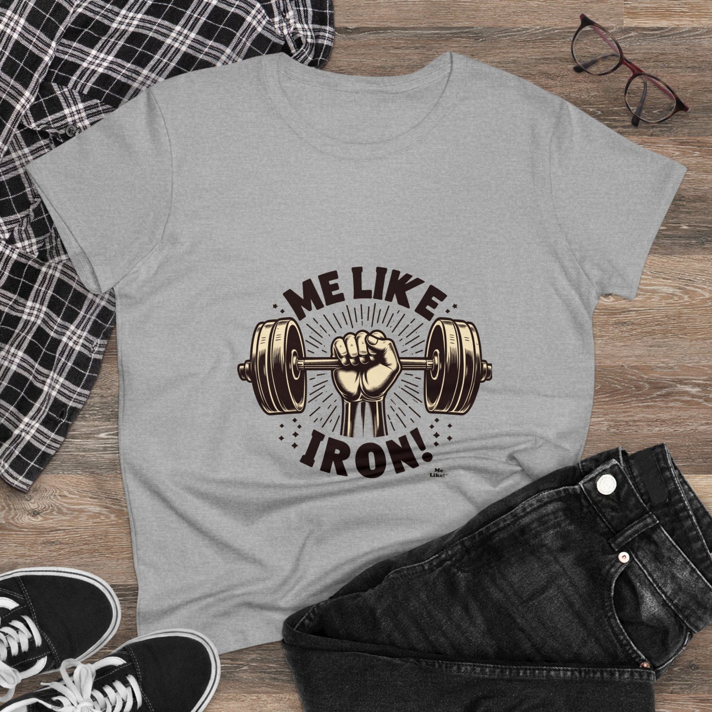 Me Like Iron! - Women's Heavy Cotton Tee - (Weightlifting #1)