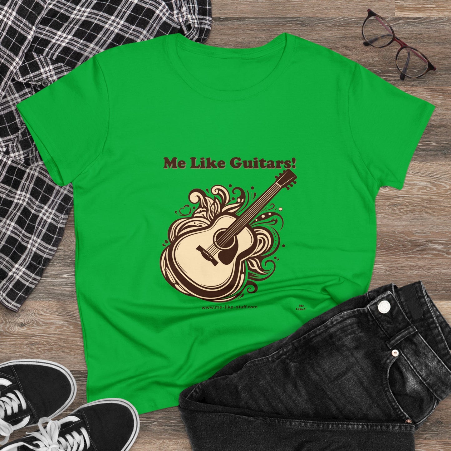 Women's Heavy Cotton Tee - Me Like Guitars! (Acoustic #1)