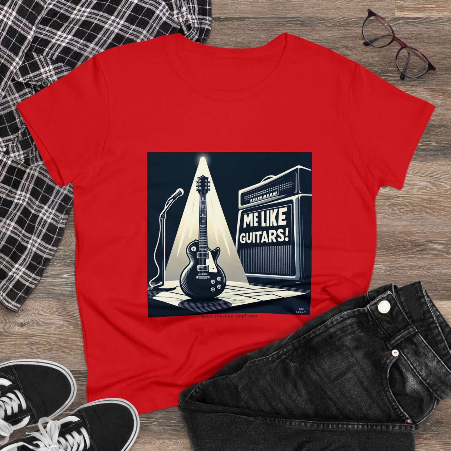 Women's Heavy Cotton Tee - Me Like Guitars! (Electric #1)