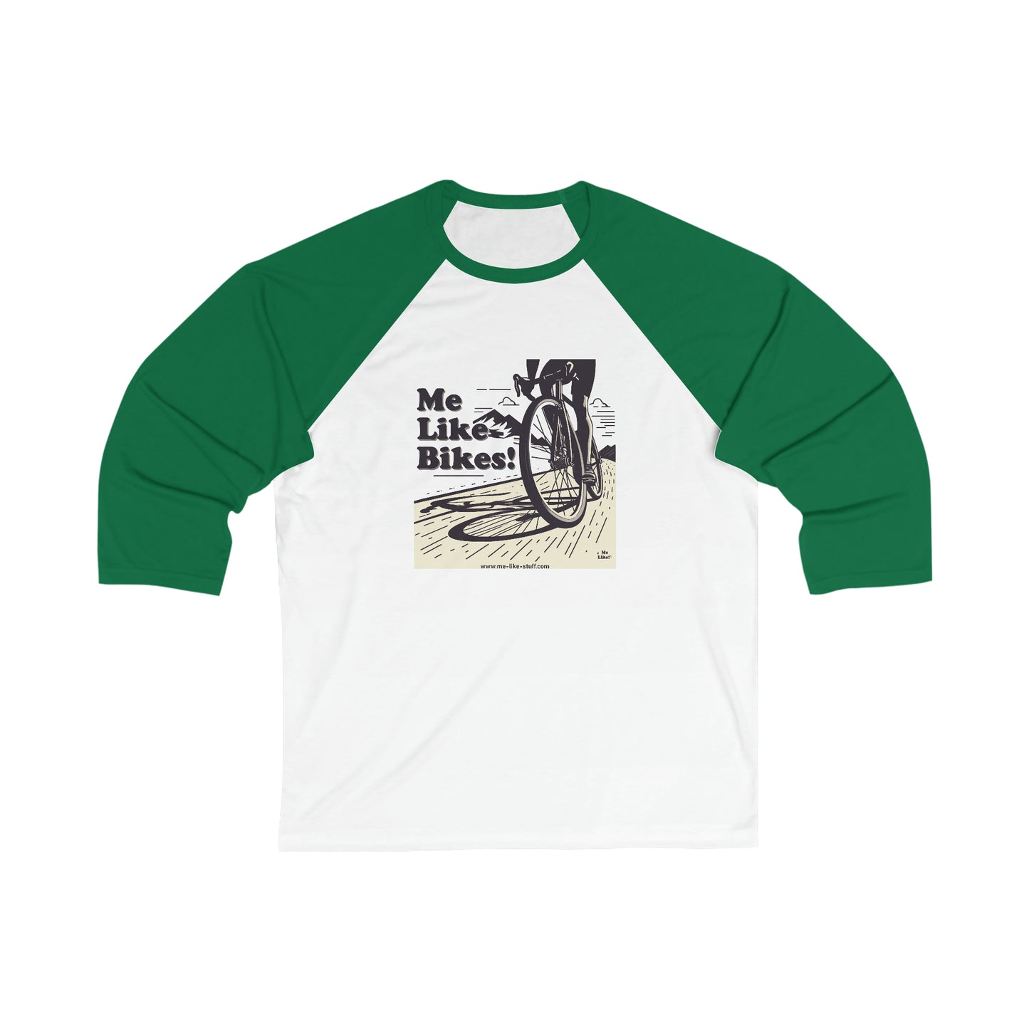 Unisex 3\4 Sleeve Baseball Tee - Me Like Bikes! (RB #2)