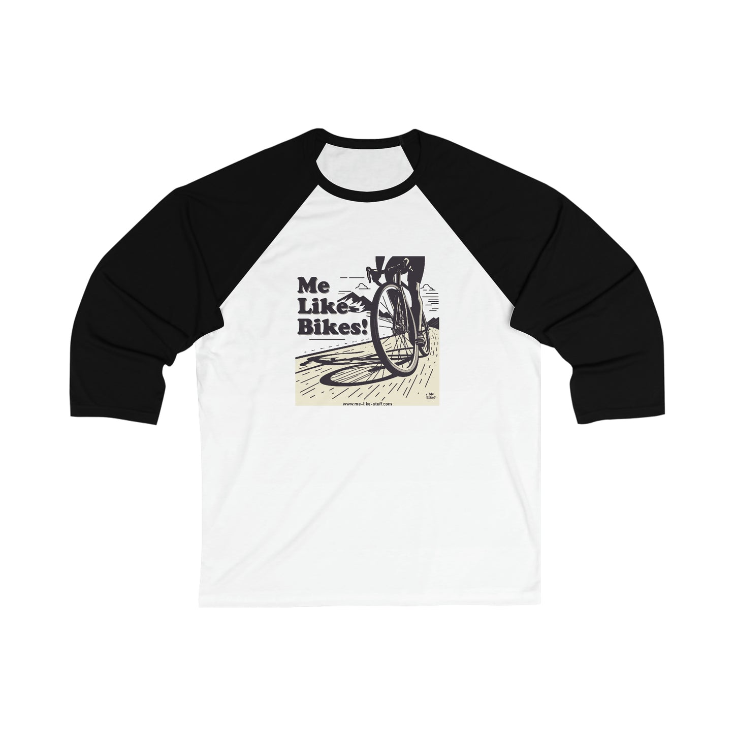 Unisex 3\4 Sleeve Baseball Tee - Me Like Bikes! (RB #2)