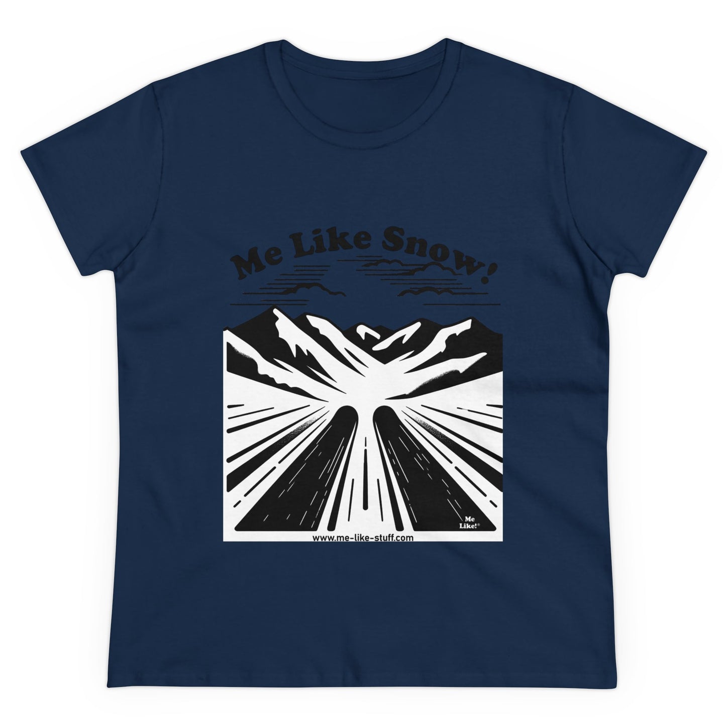 Women's Heavy Cotton Tee - Me Like Snow! (Ski #1)