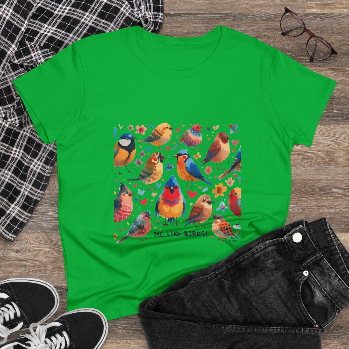 Me Like Birds! - Women's Heavy Cotton Tee - (Birds #1)