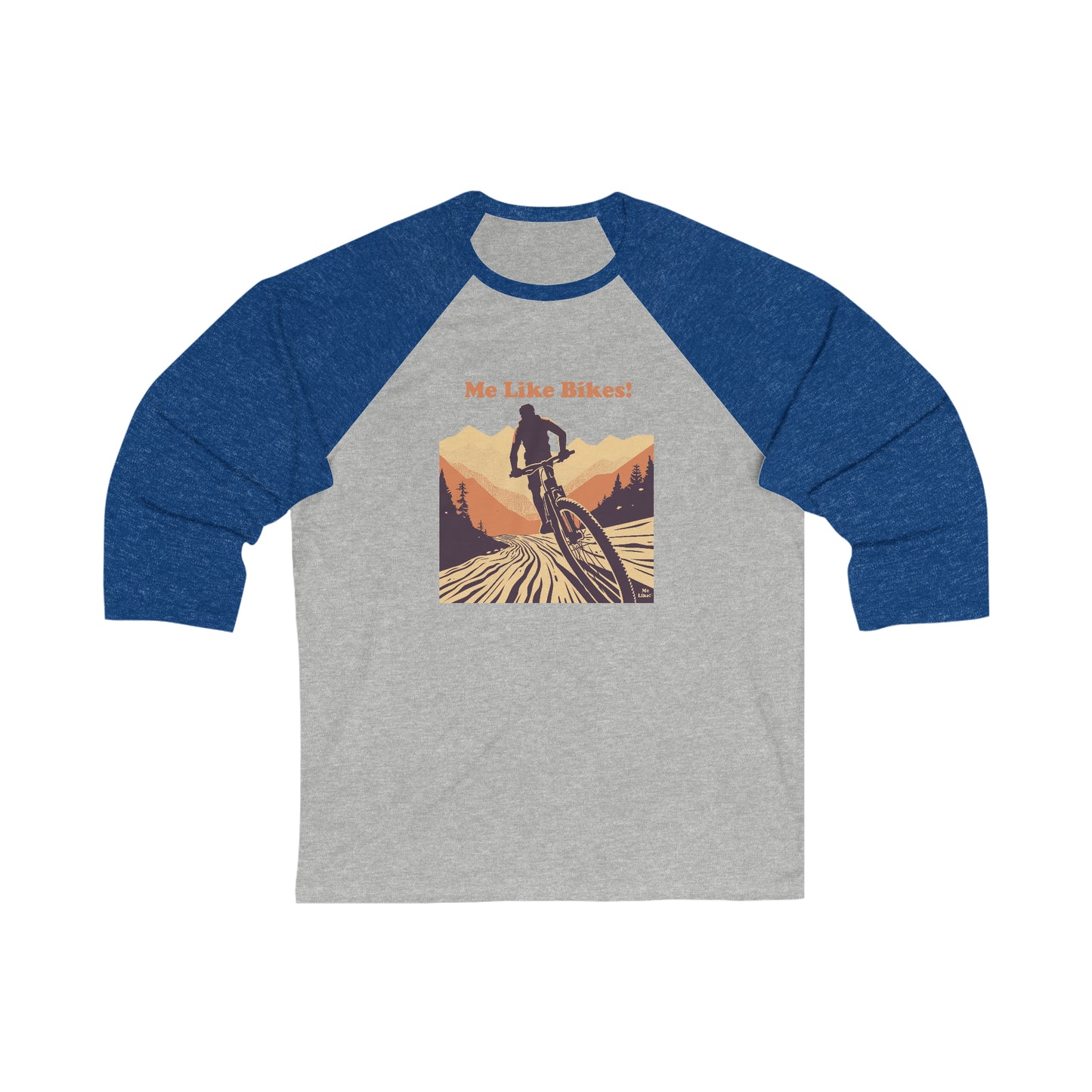 Unisex 3\4 Sleeve Baseball Tee - Me Like Bikes! (Mountain Bike #2)