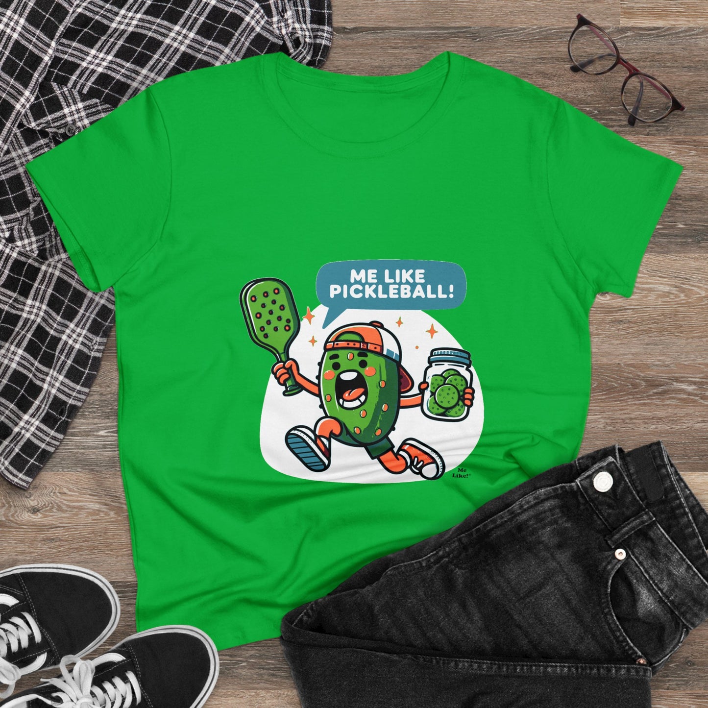 Me Like Pickleball! - Women's Heavy Cotton Tee - (Pickleball #2)