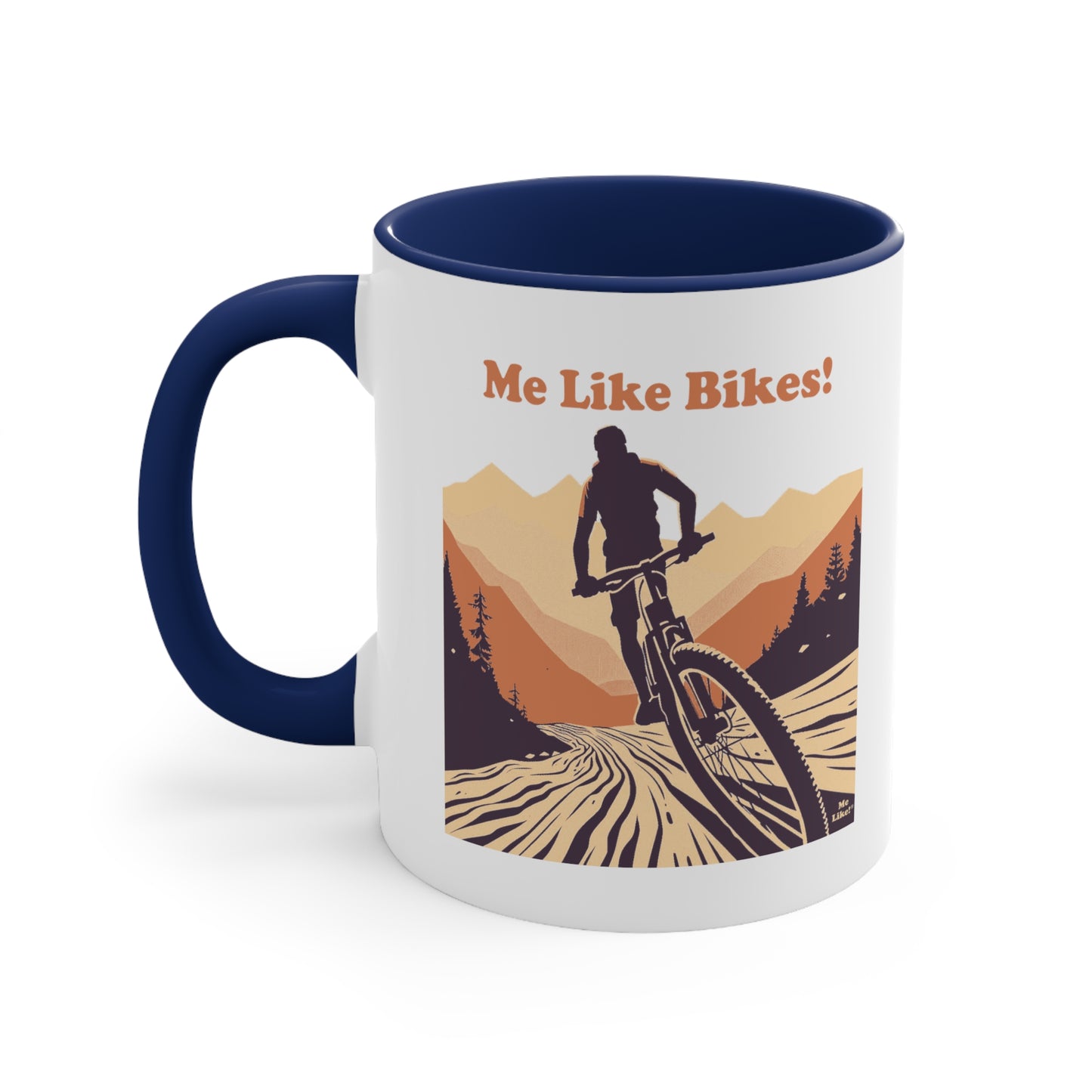 Accent Coffee Mug, 11oz - Me Like Bikes! (Mountain Bike #2)