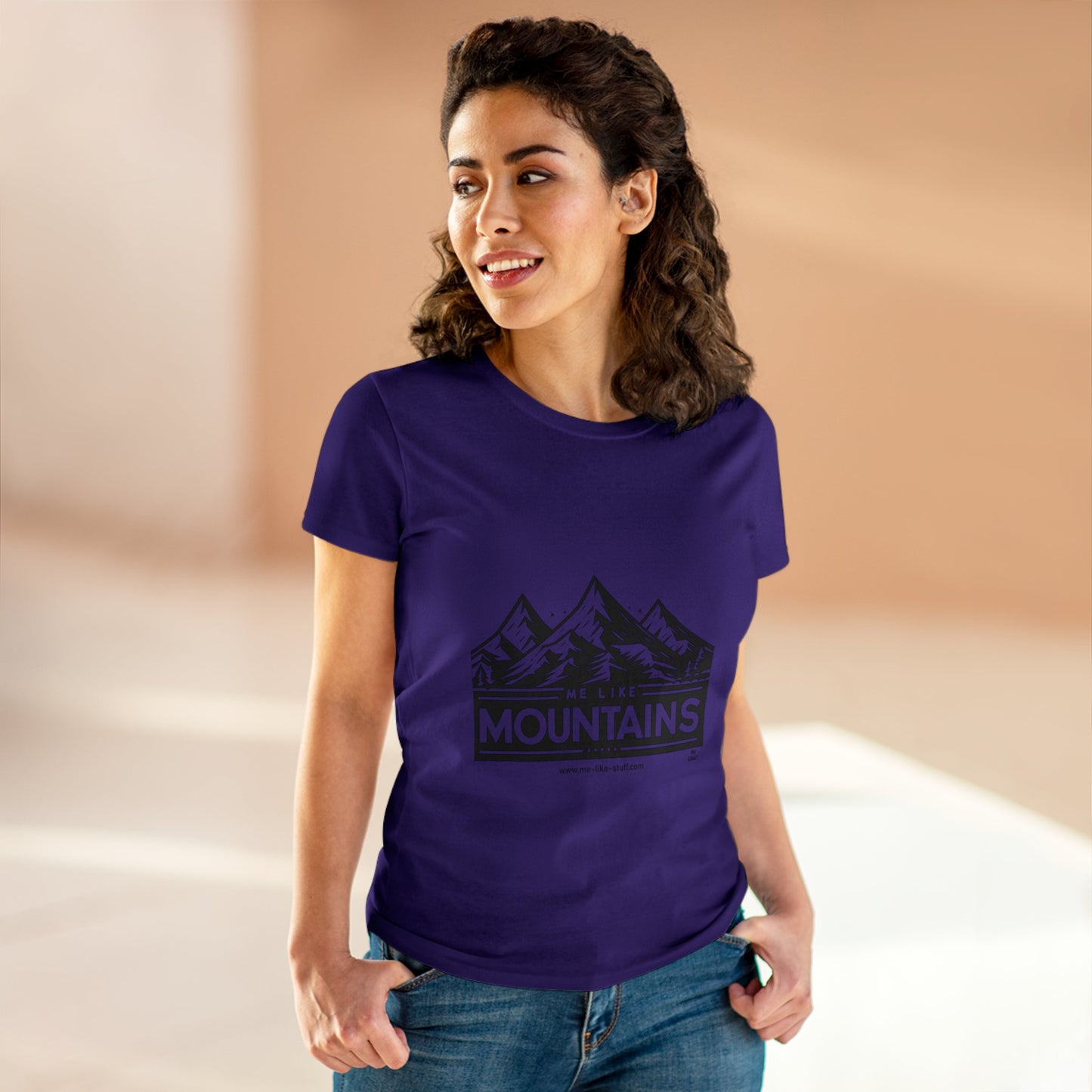 Women's Heavy Cotton Tee - Me Like Mountains! (#1)