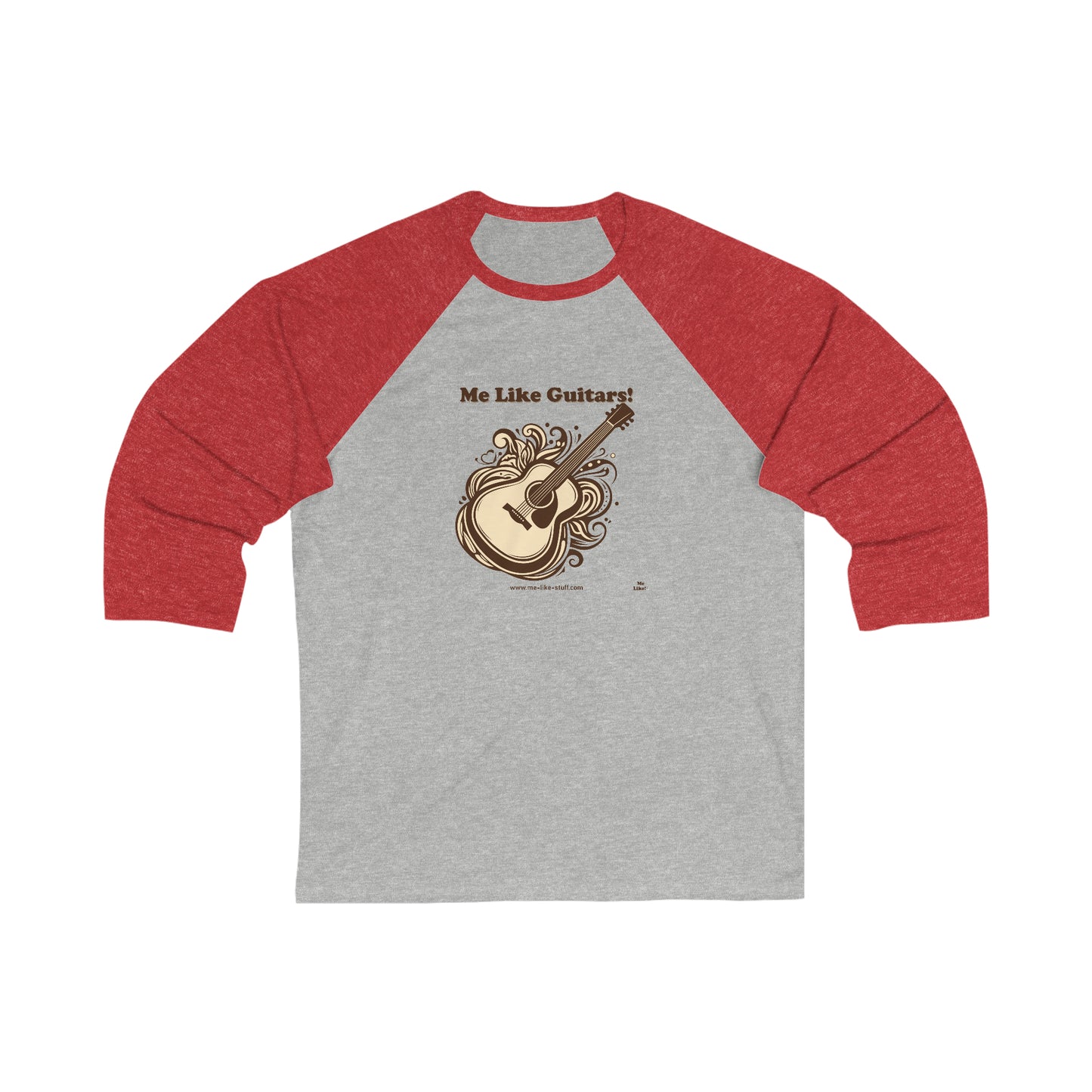 Unisex 3\4 Sleeve Baseball Tee - Me Like Guitars! (Acoustic #1)