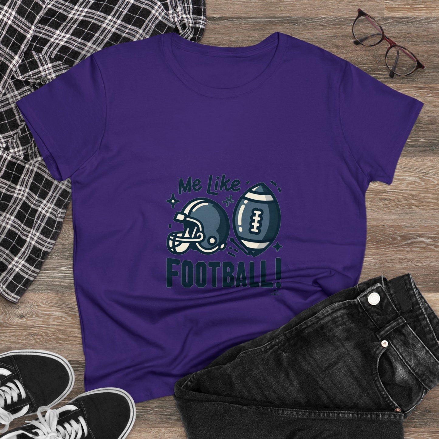 Me Like Football! - Women's Heavy Cotton Tee - (Football #3)