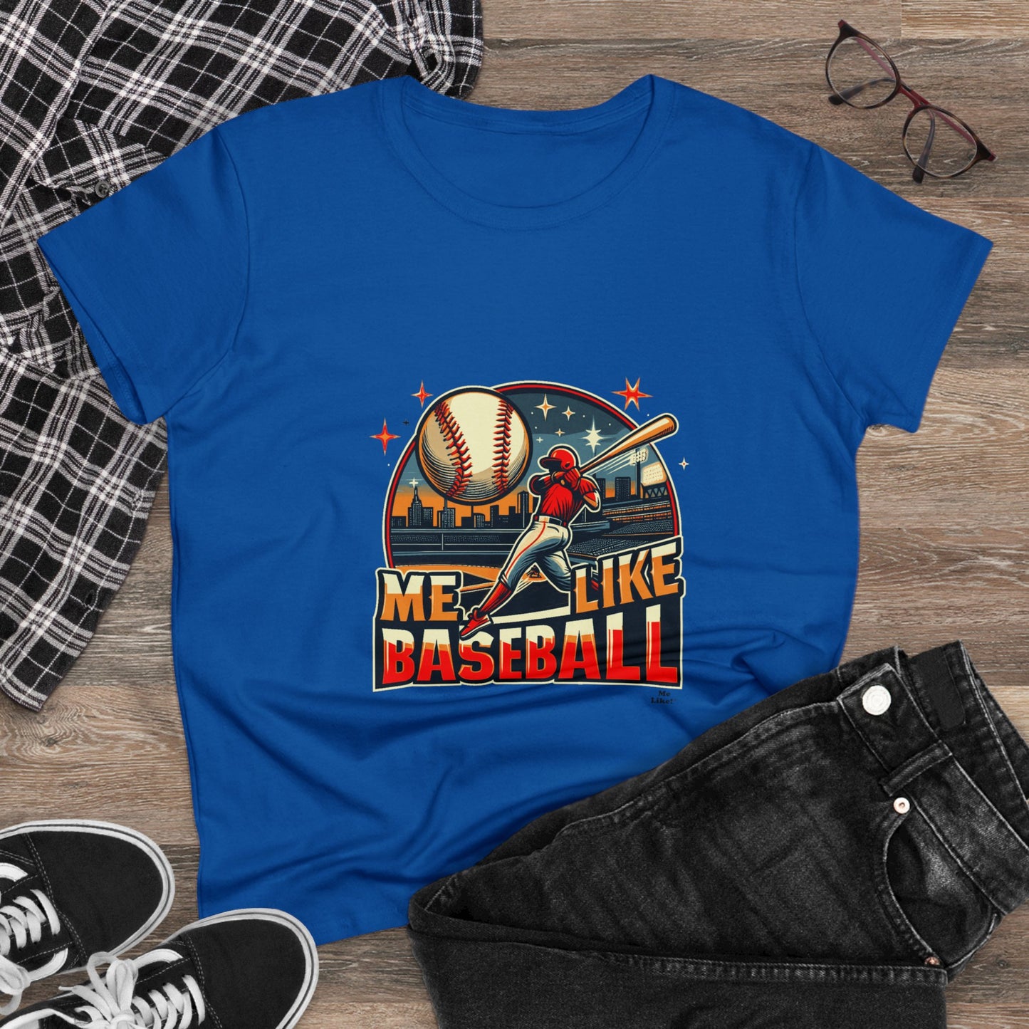 Me Like Baseball! - Women's Heavy Cotton Tee - (Baseball #1)