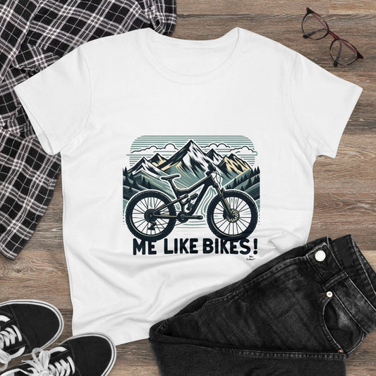 Me Like Bikes! - Women's Heavy Cotton Tee - (Mountain Bike #5)