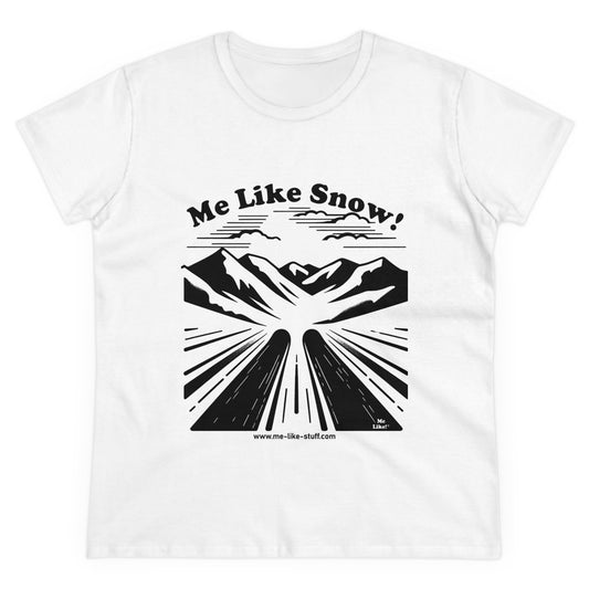 Women's Heavy Cotton Tee - Me Like Snow! (Ski #1)