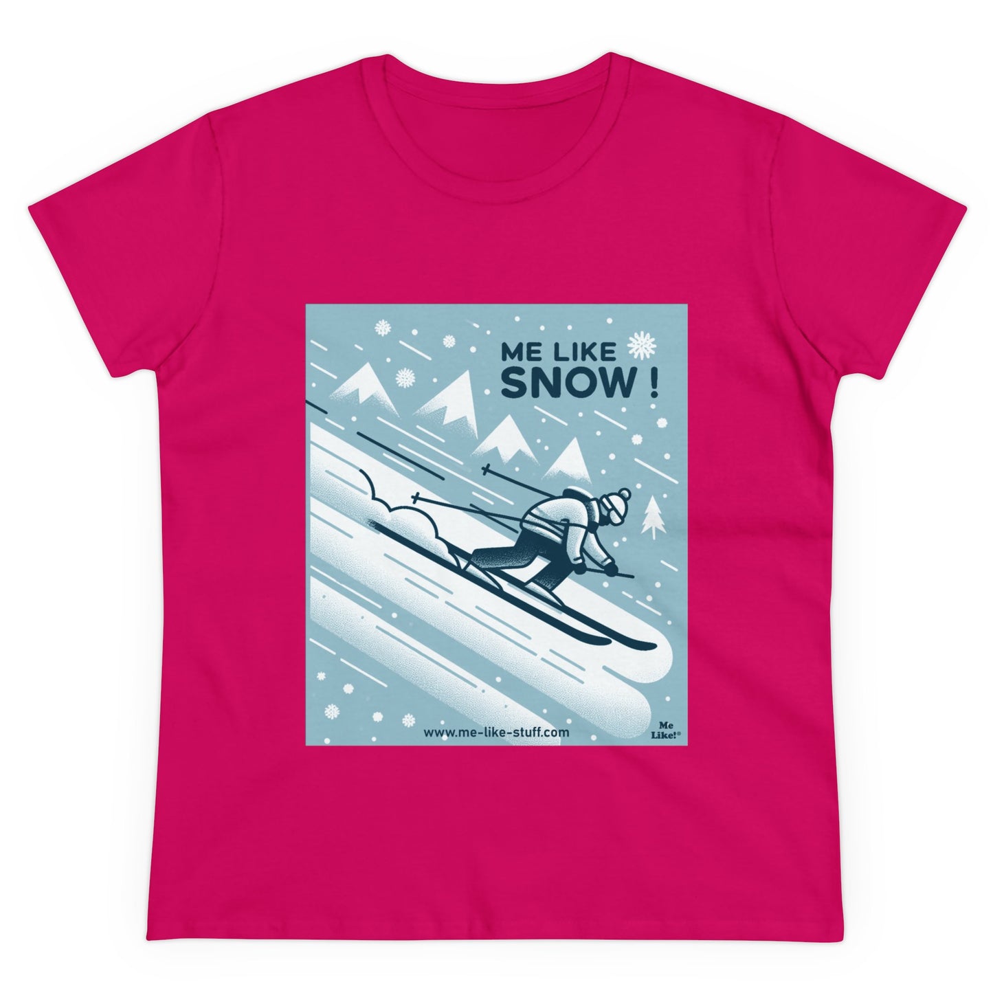 Women's Heavy Cotton Tee - Me Like Snow! (Ski #2)